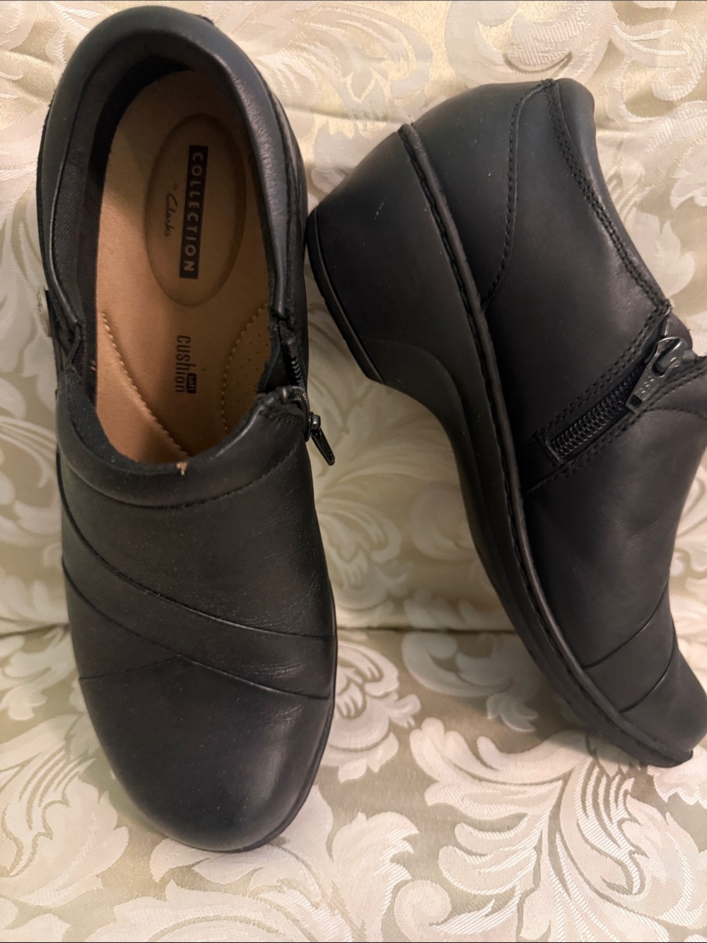 Black Slip-On Wedge Comfort Shoes